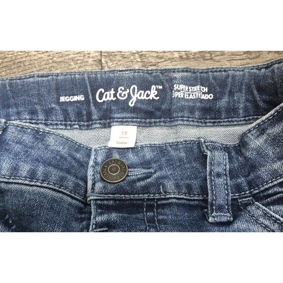Cat And Jack Super Stretch Jeggings Sz 12 Jeans Pants Waist 24/26” C33 - Picture 3 of 5